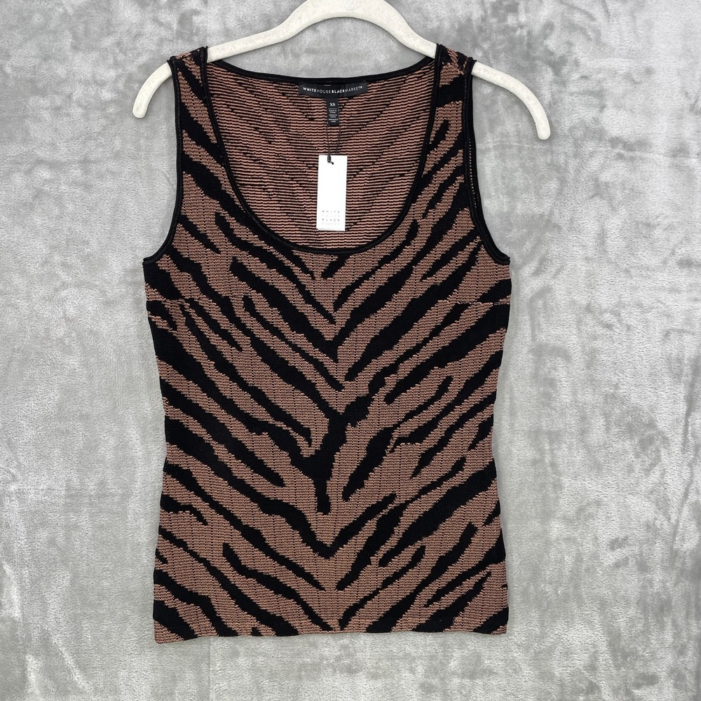 NEW White House Black Market XS Tiger Print Sweater Knit Tank Top MSRP $95 NWT
